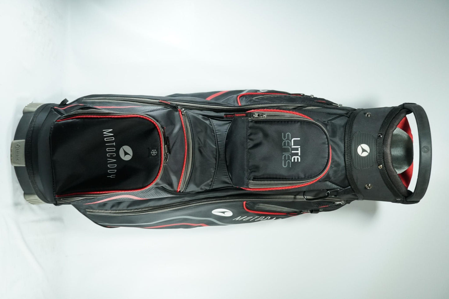 Motocaddy Lite Series Cart Bag / Black and Red / With Rainhood