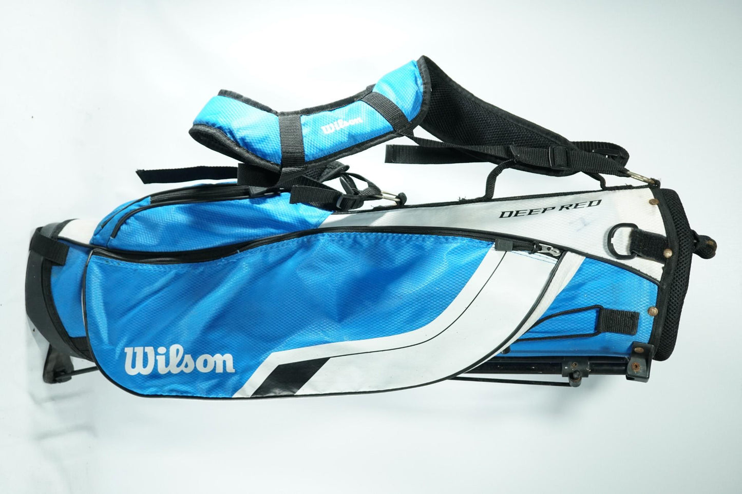 Wilson Deep Red Junior Stand Bag / White and Blue / 33"