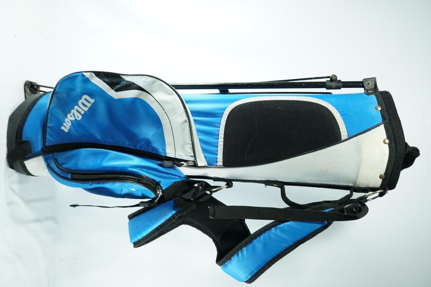 Wilson Deep Red Junior Stand Bag / White and Blue / 33"