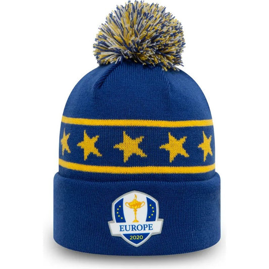 New Era Ryder Cup Europe Bobble Beanie / Blue and Yellow / New