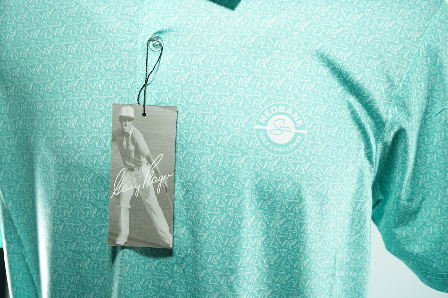 Gary Player Nedbank Golf Polo / Turquoise Patterned / Small / New