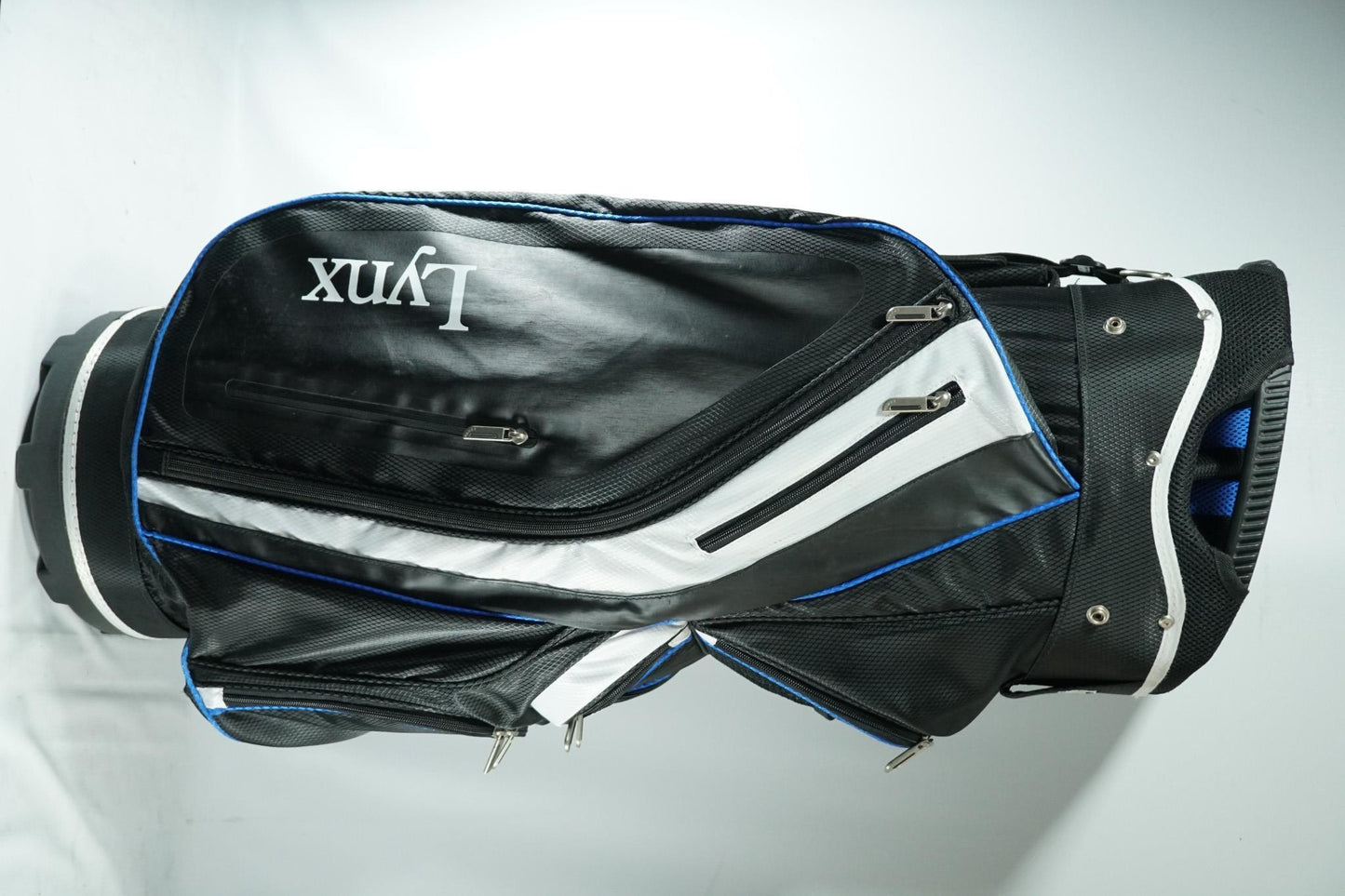 Lynx Golf Cart Bag / Black, White and Blue / With Rainhood