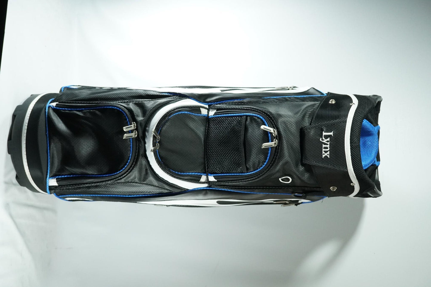 Lynx Golf Cart Bag / Black, White and Blue / With Rainhood