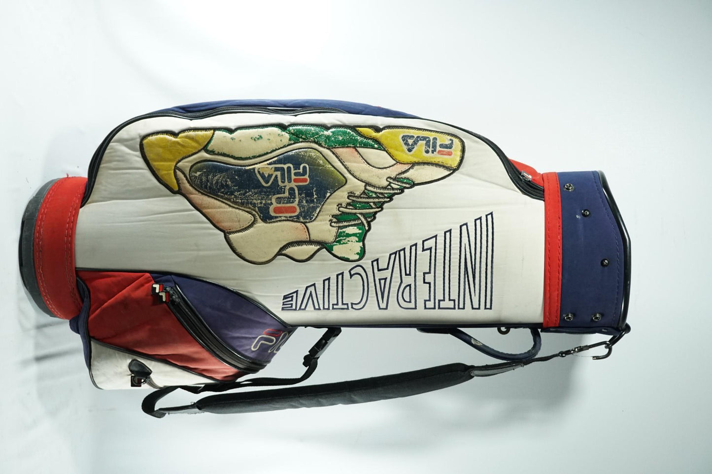 FILA Vintage Golf Cart Bag / White, Blue and Red / With Rainhood