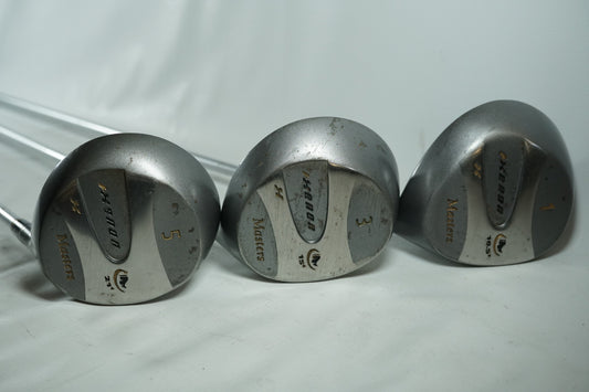 Masters Xenon Driver, 3 and 5 Woods / Graphite Shafts / New Grips